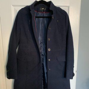 H&M Women's Long Wool Coat - navy
